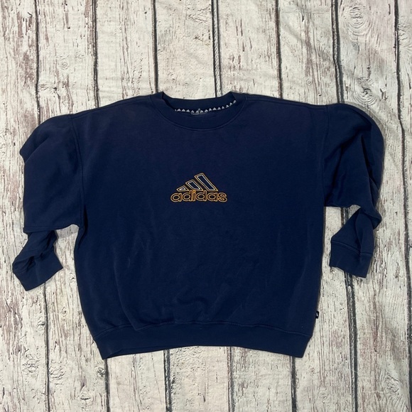 Adidas Performance Athletic Equipment Blue Stitched Vintage Pullover Sweatshirt - Picture 1 of 3